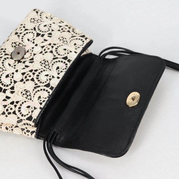 CHANEL Sequin Shoulder Bag Leather White Gold CC Auth 140995 - Picture 11 of 16